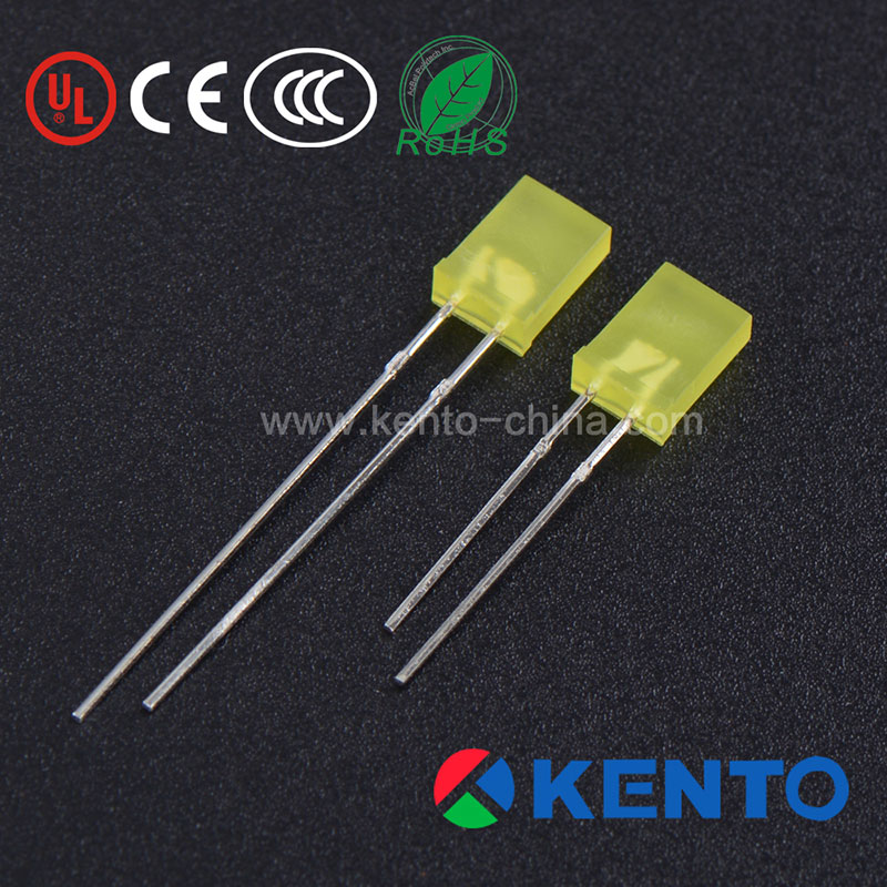 2 x5x7mm retangle yellow diffused rimed long or short feet